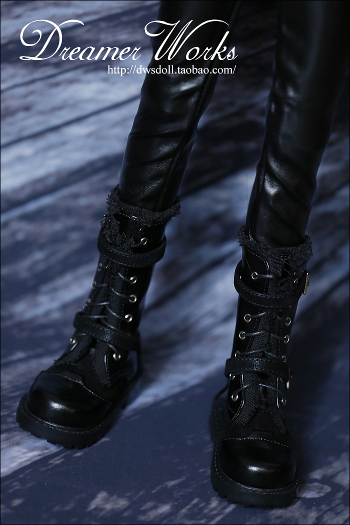 SD BJD Doll Shoes 4 points 3 points Black Twin Buckle Strap Middle Cylinder Boots 1 41 3 Great uncles Two Thrones-Taobao