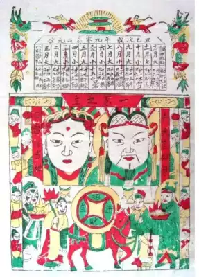 National intangible cultural heritage collection gift Wuqiang woodblock New year painting East kitchen siting stove master stove