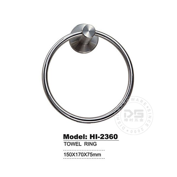 (MUNZER) Bathroom Toilet Brushed Stainless Steel Round Towel Ring Towel Hanging Ring HI-2360B