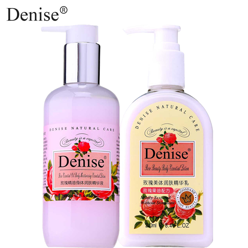 Denise丹尼诗玫瑰双效保湿套装240ml 玫瑰身体精华液+润肤精