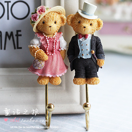 Eurostyle Fields Garden Creative Home Accessories Clothing Hat Hook Door Rear Iron Art Hanging Clothes Hook Single Hook Han Style Cute Little Bear Hook