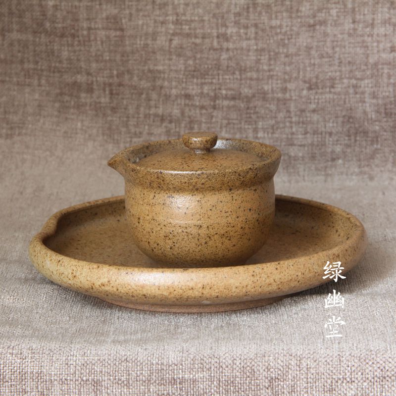 Green pylori Xiangtao Crystallized Glaze Handmade Tea Prop Pottery fair Cup Kiln Change Cover Bowl Teapot-Taobao