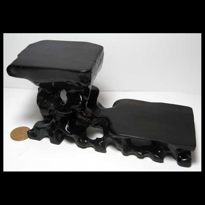 Wood base DZ2111BB8* black branch wood carving high and low base (7 56 5cm210g)