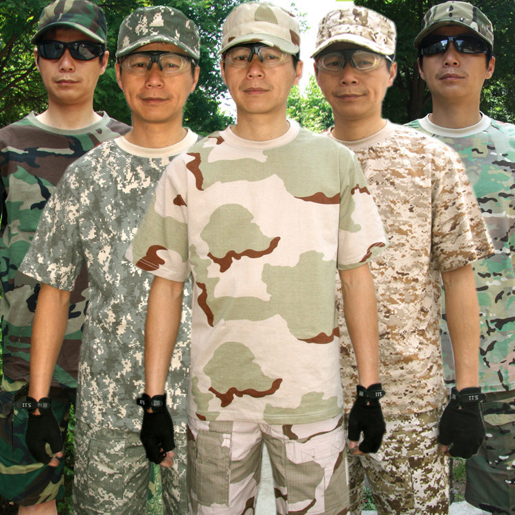 Outdoor Military fans Students Personality Trend Camouflage Brigade Brigade Wind-in Half-sleeved Summer Men Short Sleeve T-Shirt