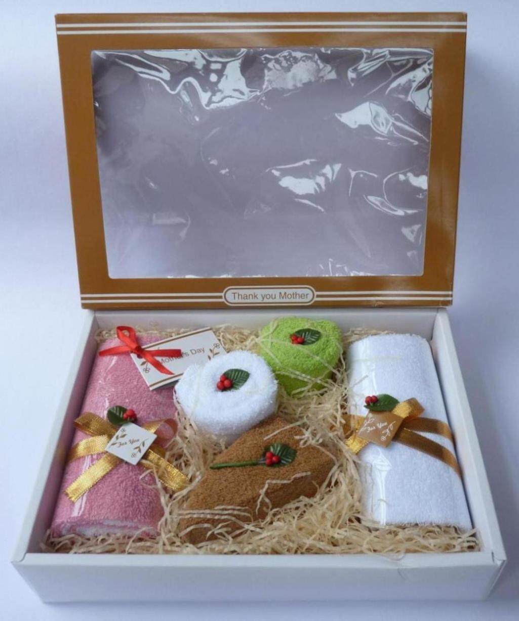 Japan back to cake towel fang towel white coffee powder red green 7 pieces to give mother Jigoods soft and absorbent