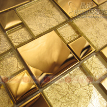 (Jingying) European stainless steel gold foil gold crystal glass mirror mosaic TV puzzle background wall stickers