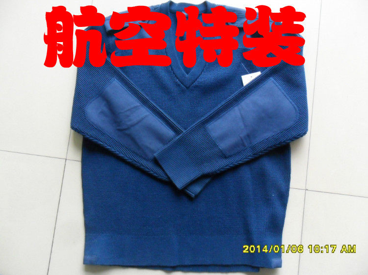 New type of empty blue sweater pure wool sweater V neck sweater empty cadre sweater