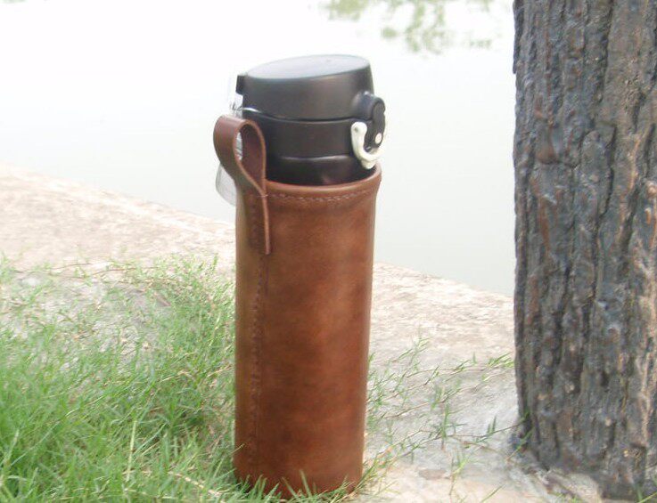 Original first layer pure cowhide handmade kettle set Thermos cup sleeve can be made to cup size