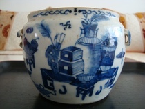 T1766 Qing early Qing flower Bogutu porridge pot finely painted hair color excellent