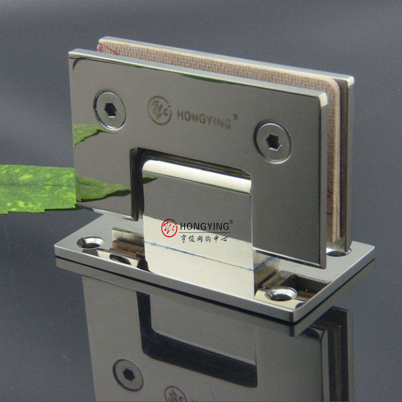 HongYing stainless steel precision casting solid bright bathroom clip glass door hinge mirror 90 degree bathroom clip