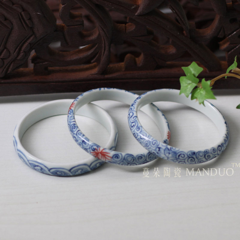 Fashion Personality Culture Jewellery Avant-garde Personality Fashion Bracelet Chinese Culture Green Flower Ceramic Bracelet