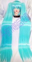 Ten Nights TN-120 130 cm Sky Blue High Temperature Twin Tiger Mouth Hatsune miku cos play Wig