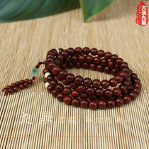 Indian small leaf red sandalwood beaded bracelet men and women 108 long with the same material along the grain rosary