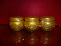 Three cylinders of water rice and oil funeral supplies funerary objects resin