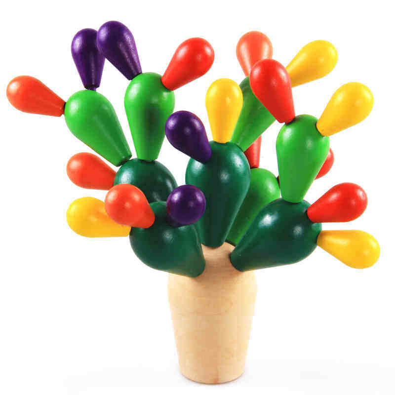 Wooden parquet-detached Cactus Baby early teaches children's intellectual toys Monzi's teaching aids to the ball-Taobao