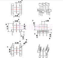 Transformer inductor ee16 horizontal double slot 3 3 3 pin pitch 5 row pitch 13 bagel frame
