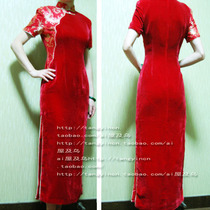 Breaking code Sale high-end silk velvet cheongsam Chinese classical special and high-grade festive Chinese Red