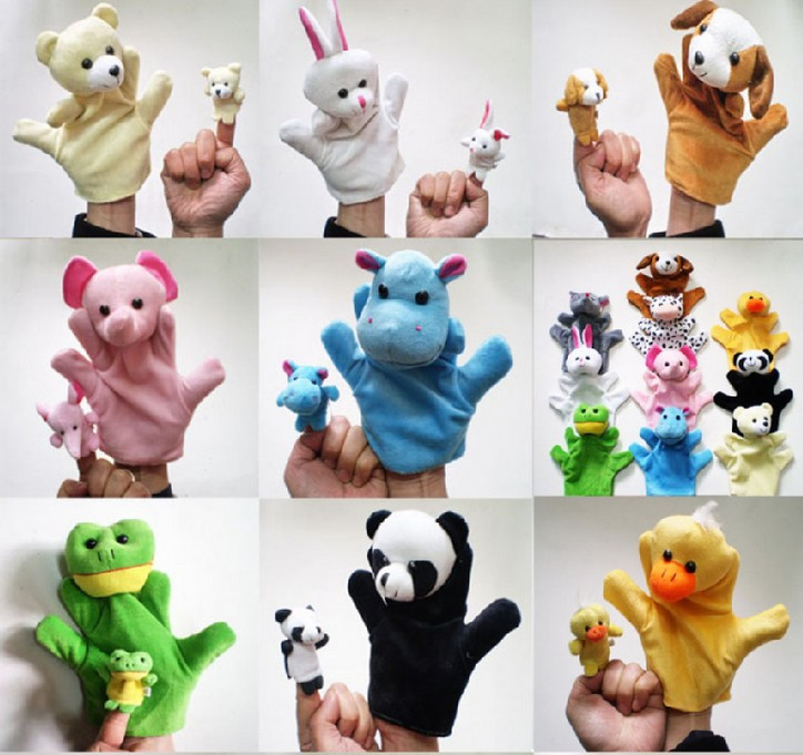 Baby Hand Puppet Toys Animals Big Little Fingers Puppet Parenting Plush Doll Nursery School Storytelling Set