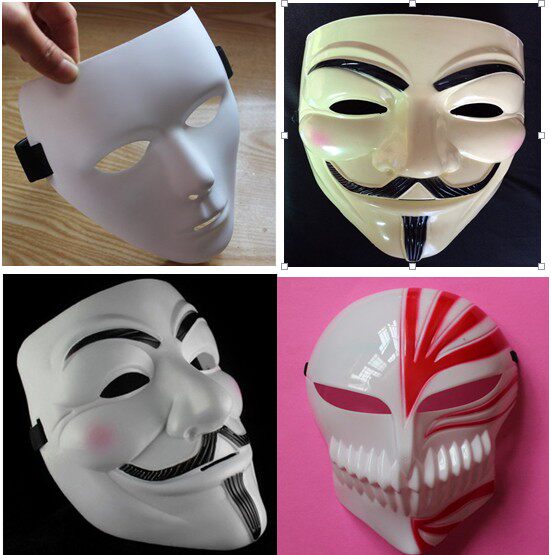 Masquerade environmental protection V for Vendetta mask white yellow V monster death ghost dance mask