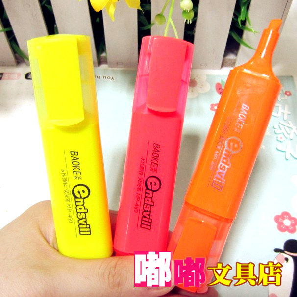 Baoke fluorescent pen MP-460 water-based pigment single head 6-color marking pen Oblique head focus pen wholesale