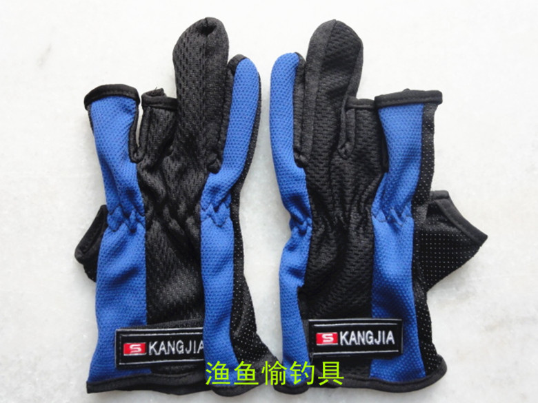 Outdoor fishing sunscreen gloves anti - skid warm dew three fingers of wild fishing black pit blue red glove gear