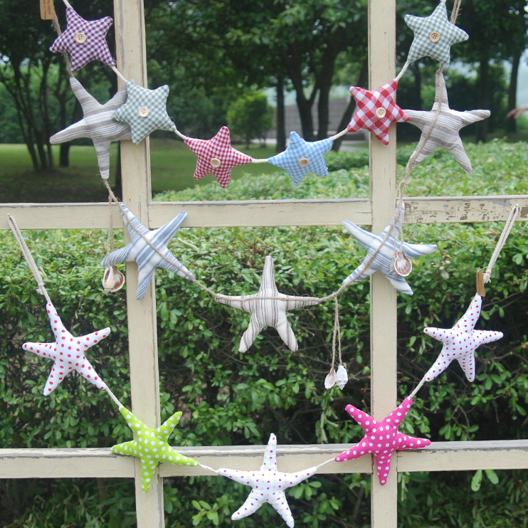 Mediterranean style creative handmade fabric starfish string cute pendant wall decoration door curtain hanging decoration shooting props