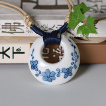 Blue and white ceramic pendants ethnic cultural pendants high-end jewelry pendants ethnic jewelry gifts