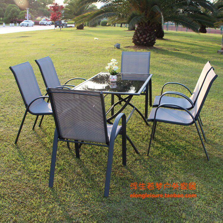 Outdoor Stirling Chair Folded Tempered Glass Square Table Set Outdoor Balcony Garden Leisure Table and Chair combination