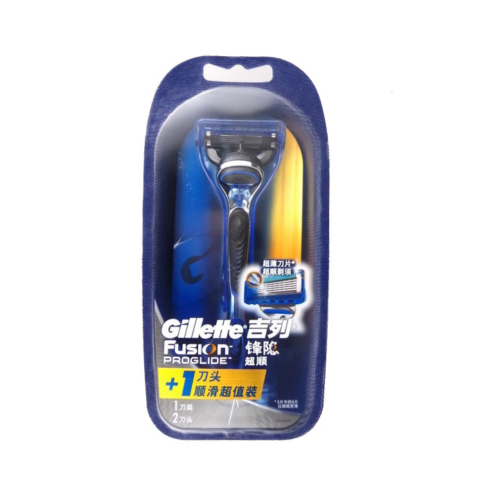 吉列锋隐超顺手动剃须刀含2刀头 gillette湿剃刮胡刀五层刀片包邮