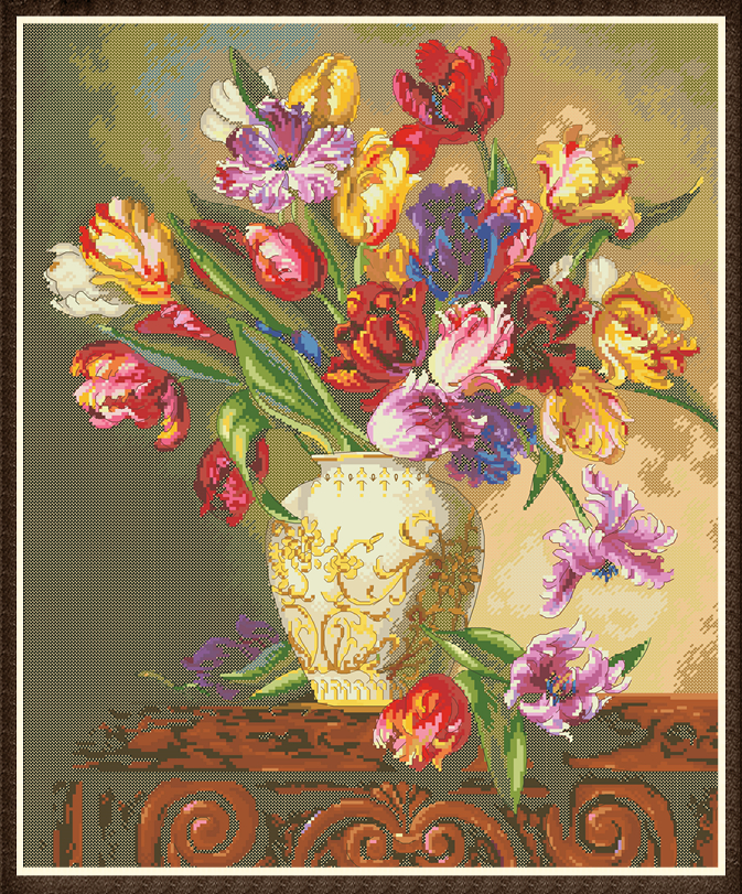 Dim35305 OK Parrot Tulip paper embroidered figure 10 page 128g color spray cans paper printing
