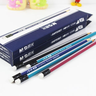 Morning light pencil HB student pencil triangular colored bar streaked with rubber head AWP30901