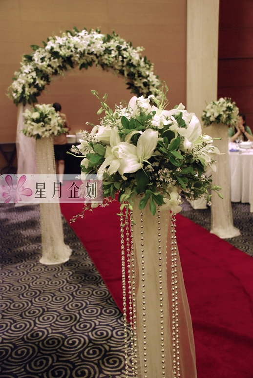 Shanghai wedding arrangement Bead chain stand Bead chain lead white gauze decoration stand pavilion stand pavilion flower rental