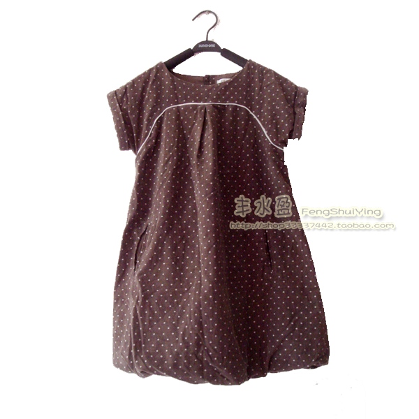 Foreign trade Export method Single pure cotton sand wash water jade lamp core suede with inner lining CUHK child short sleeve one-piece dress 85-Taobao