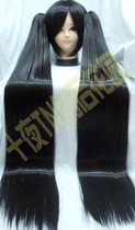 Ten Nights TN-120cm 130cm High Temperature Black Twin Tiger Mouth Murmur Azusa Meow Black Rock cos Wig