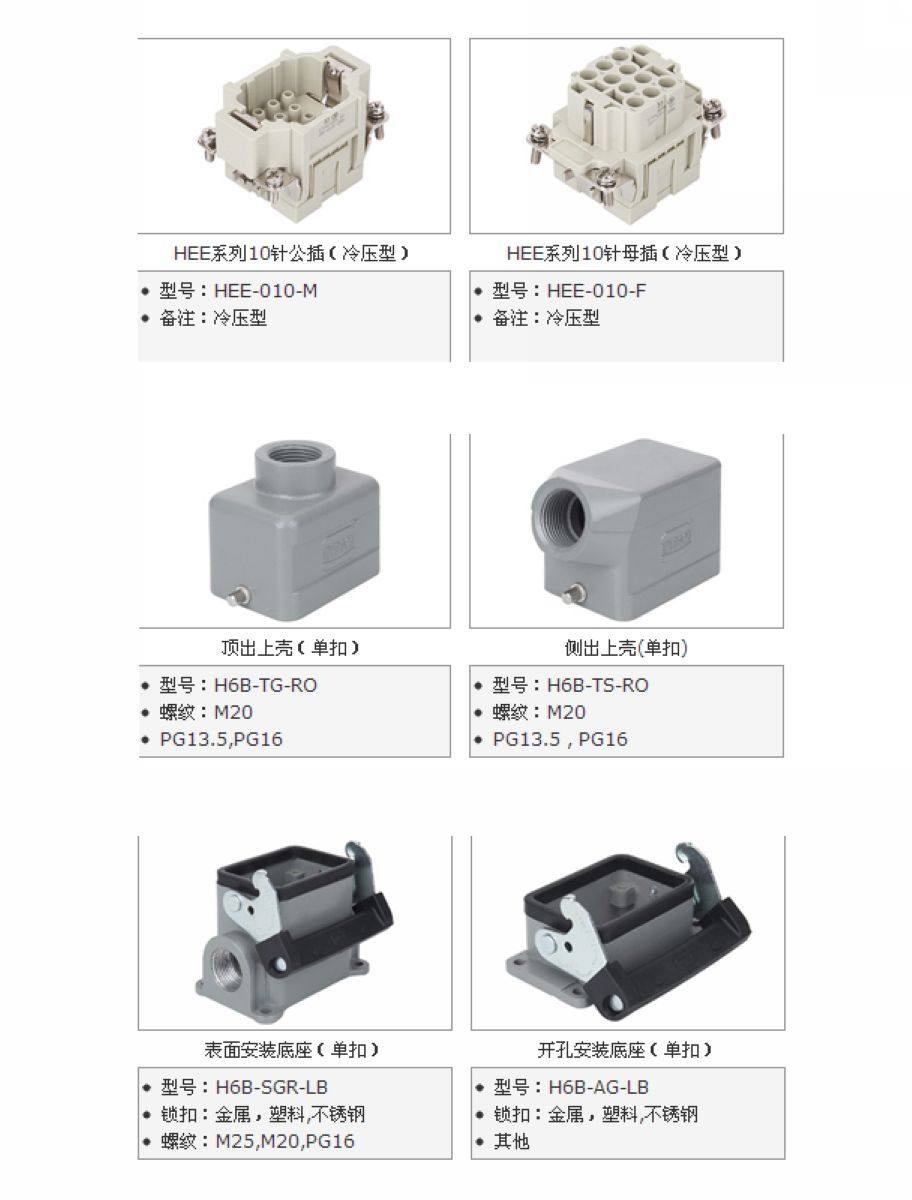 HDXBSCN Western bullies 10-pin connector rectangular heavy-duty connector 10 pin connector HEE-010-M F