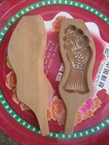 Exquisite polished wood carving festival festive carp rice cake mold cake printing moon cake mold cake plate fish mold double scales