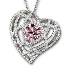 American counter genuine Swarovski pink crystal heart-shaped necklace 1099704