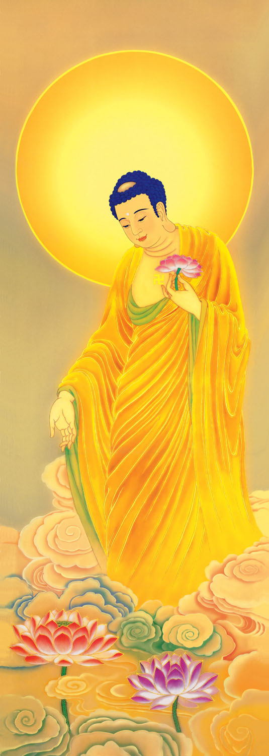 The three sages of Amitabha Buddha statue of Amitabha Buddha-portraits of Amitabha Buddha-silk hanging paintings