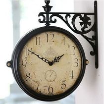 Korean official website retro pastoral double-sided wall clock wall clock creative digital wall clock double-faced clock