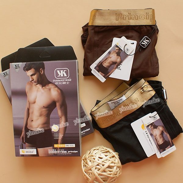 Full 2 ​​counters Dolby Knight Modal solid color men's mid-waist wide-brimmed boxer briefs shorts