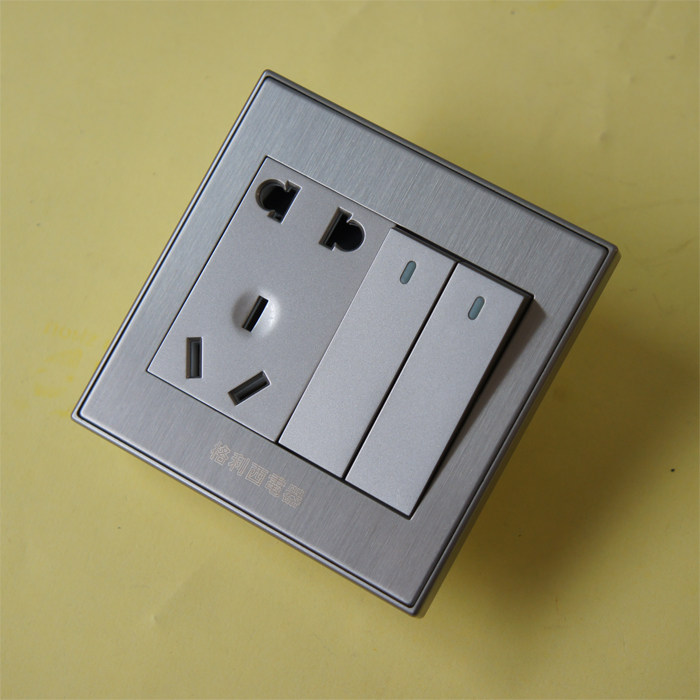 Gliesy 86 type concealed two-open with two-three-pole power socket double-switch five-hole socket double-cut metal wire drawing