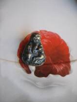 Special package Old Qing Dynasty silver stereo relief hardcover Small silver player plaything Mailfold 1