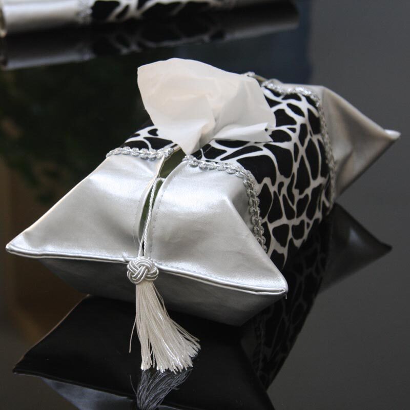 Lmdec Modern retro BAO WEN silver leather tissue cover fashion simple European tissue box