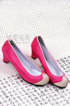 Korea original imported traditional hanbok shoes rose pink satin foreign satin hanbok shoes 5cm high heel H-P02766
