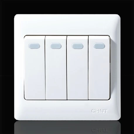 Chint Switch Socket Type 86 NEW7G Series NEW7-G015B Quad Split Double Cut (Large Rocker)