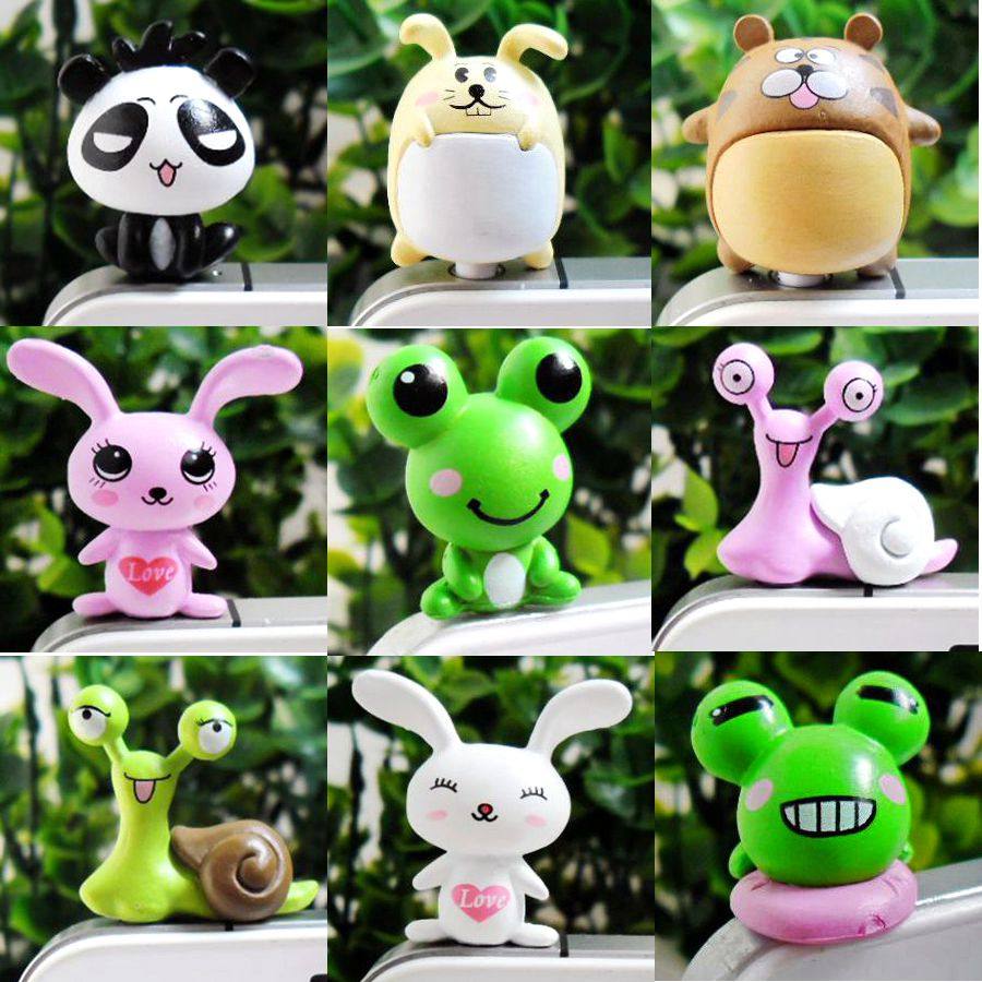 Cartoon Dust Stopper Snail Panda Couple Mobile Phone Headphones Anti Dust Stopper Horticultural Bonsai Three-dimensional Animal Paparazzi Gadget