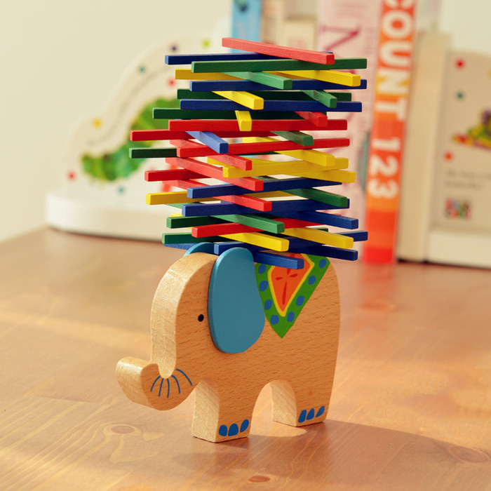 Wooden color stick Elephant balance beam Children's puzzle Parent-child table game Kindergarten Small class Middle class Big class toy