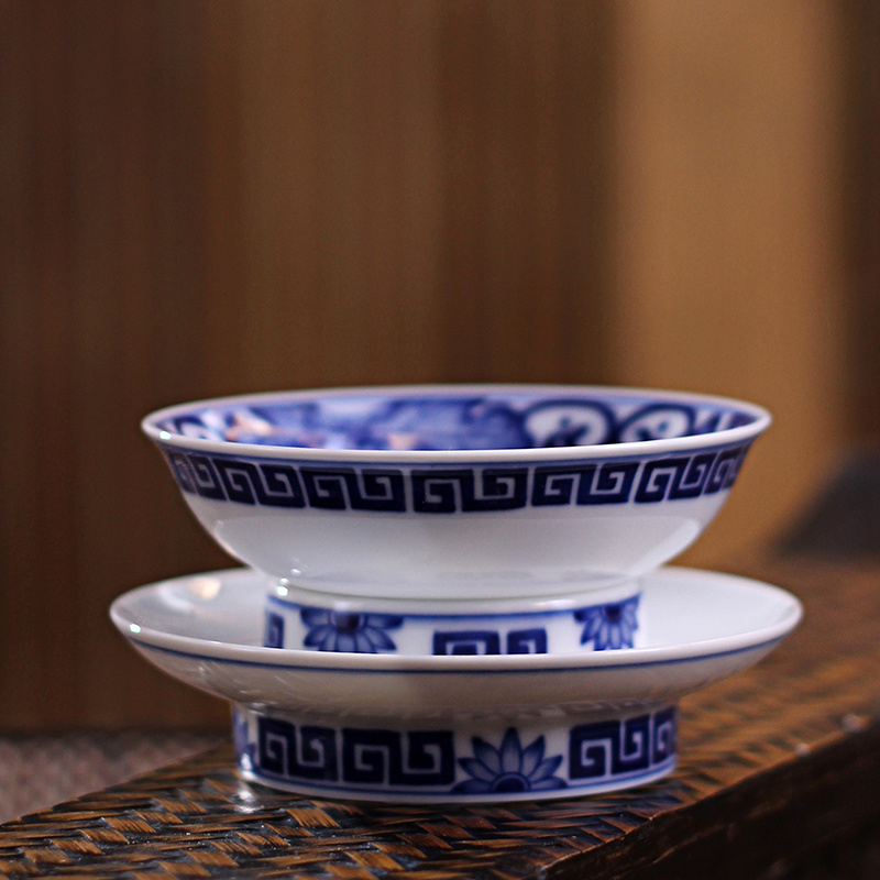 Cheng DE xuan tea custom 】 【 jingdezhen ceramic blue and White House tea technology) tea filter jing ya no. 6