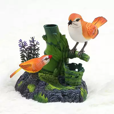 Double 11 West Knight simulation voice-activated bird Electric induction double bird will call will move pen holder Bird children's toy decoration