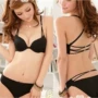 Miễn phí Bài viết Đồ lót đen Nhật Bản Sexy Bóng loáng Lượm Bikini Crossed Beauty Back Front Nút cài áo ngực mỏng áo bra